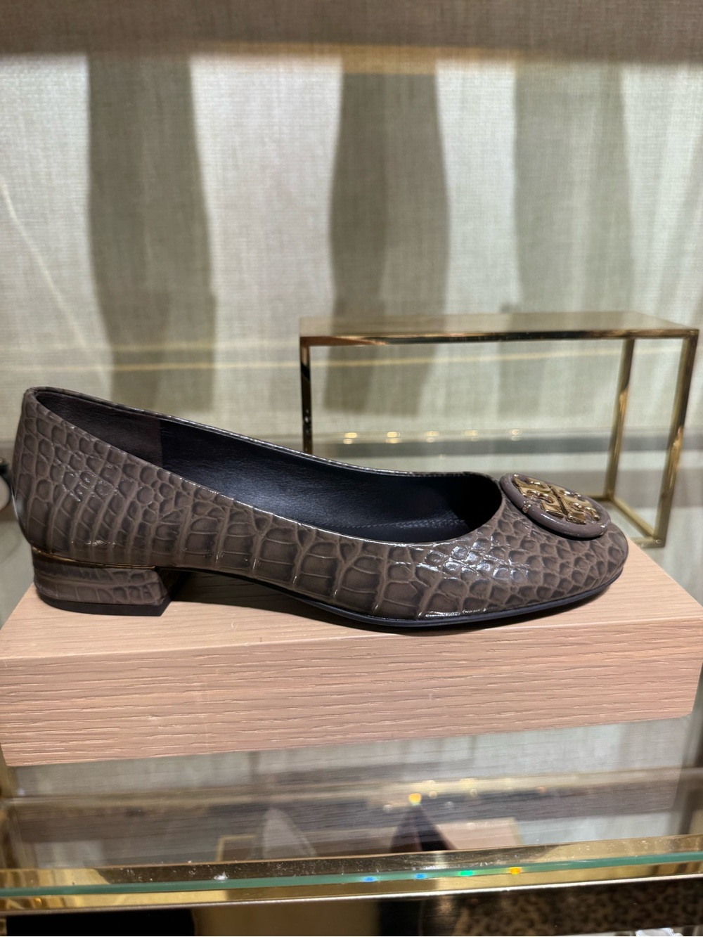TORY BURCH Multi Logo Leather Block Heel Pump
